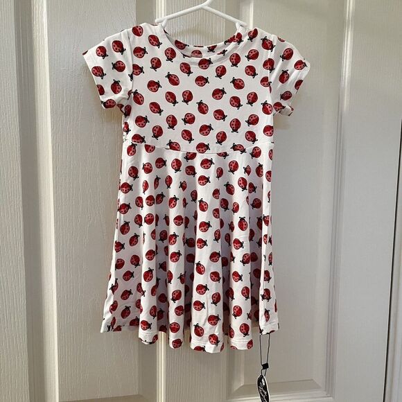 Sweet Bamboo Ladybug Swirly Short Sleeve Dress Girls Size 18-24 Months NWT - Picture 1 of 9